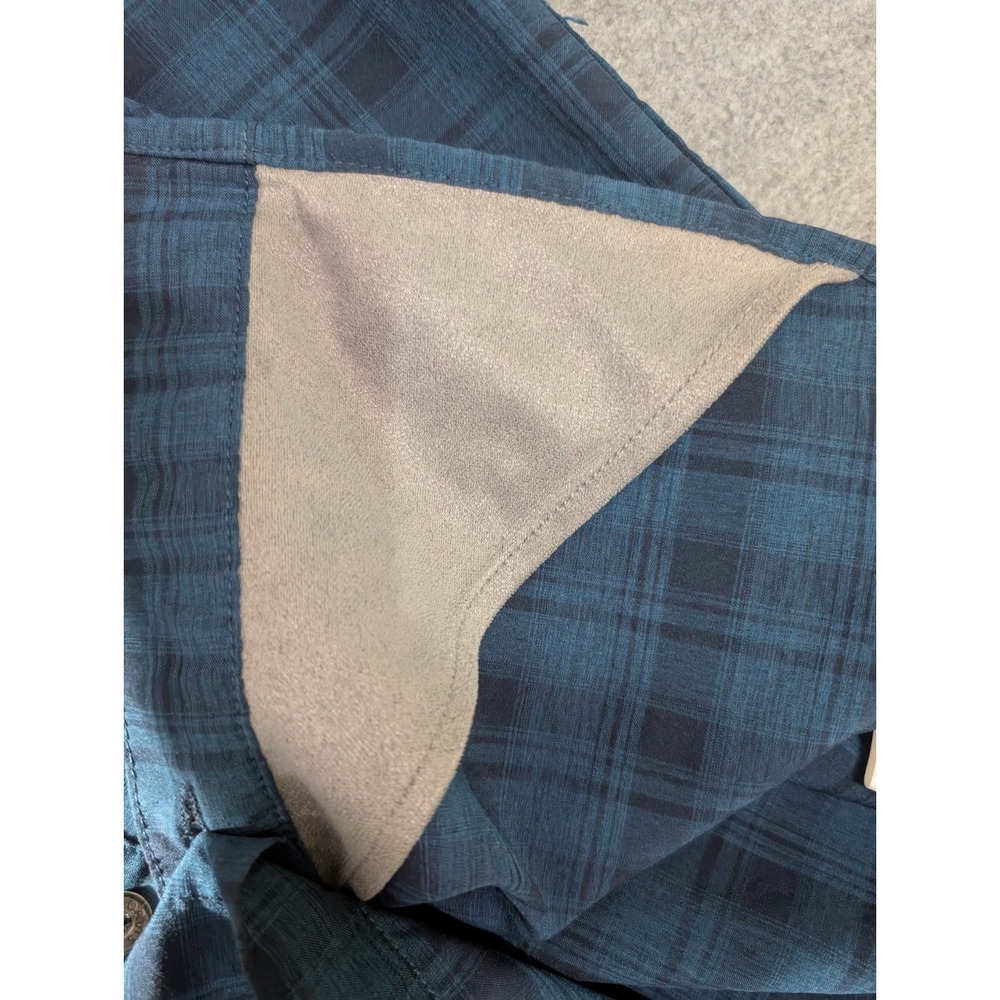 Orvis Shadow Plaid Shirt XL Blue Short Sleeve Vent Fishing Travel - Picture 7 of 10